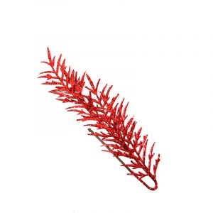 Red Glitered Fern Leaf 60Cm