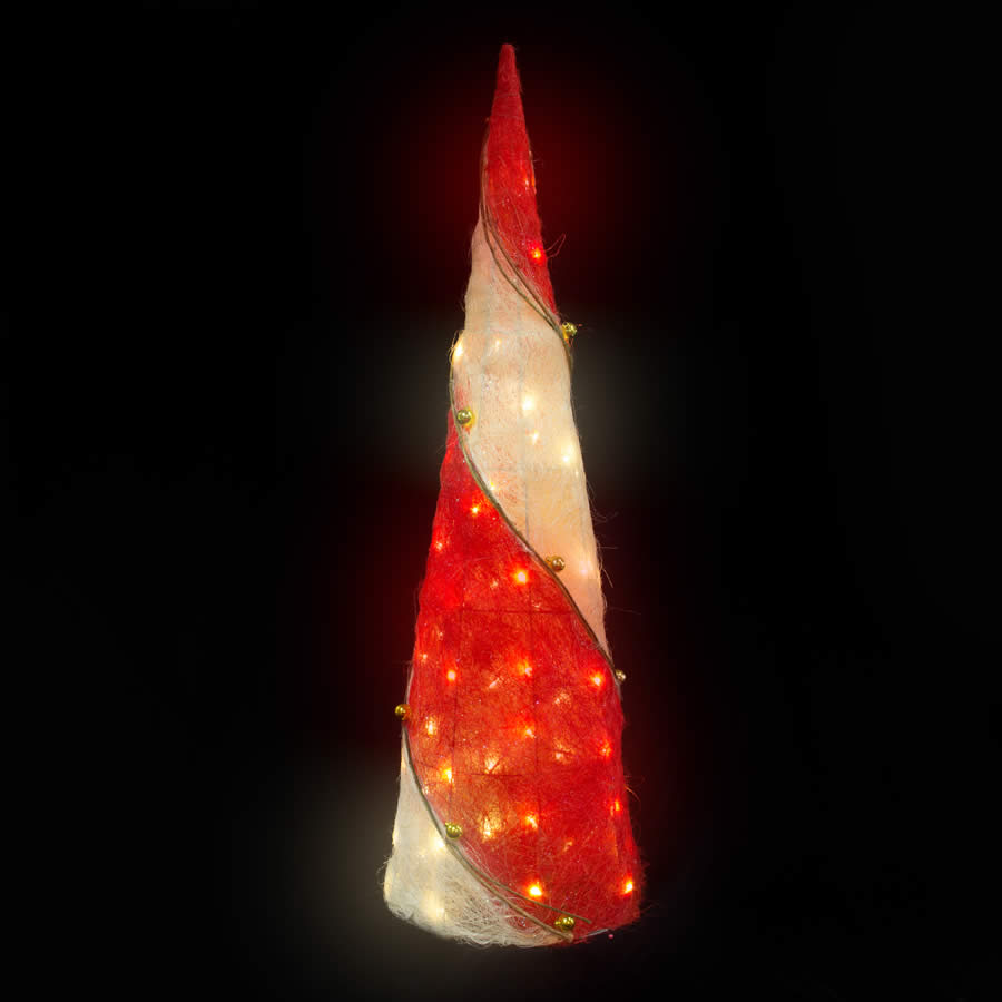80cm Red-White Lit Cone Christmas Lights Displays, Rope 