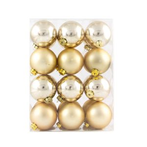 Champagne Baubles 24pk 60mm