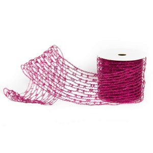 Magenta Metallic Crochet Ribbon 10cm * 9m