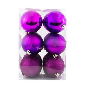 Purple Glitter Shiny Matt 8Cm 12Pk