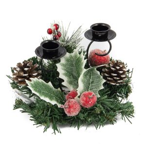 Holly Mini Table Centre Candle Holder - 20cm