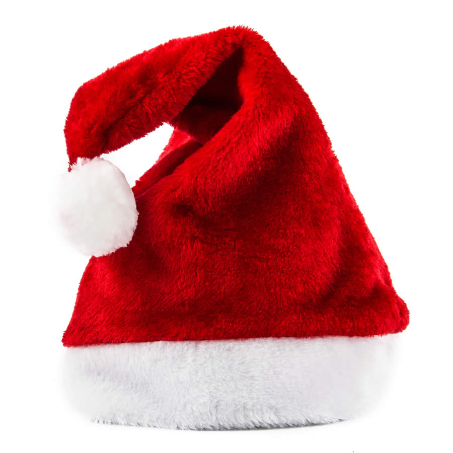 Chezaa Christmas Hat Plush Santa Hats Comfort Plush Liner Red Riding Hood Stripe Hat for Xmas Costume Party Favors Funny Fit Unisex-Adult Size Kids Decor 