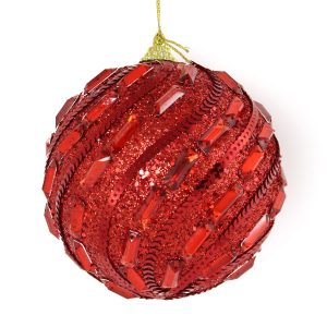 Red Jewled Bauble 10cm