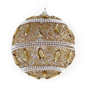 Champagne Beaded Bauble 10cm