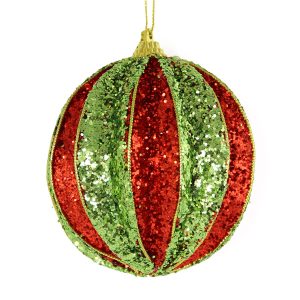 Red & Lime Segment Bauble 10cm