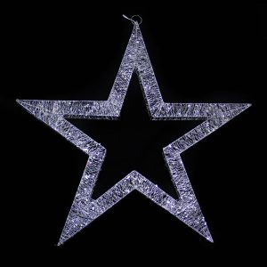 120cm Silver Spun Star with White Strip LED